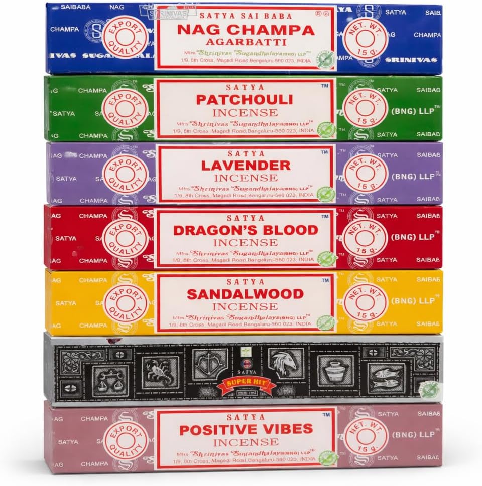 Satya Incense Gift Set, 8 Scents, 15 g Boxes